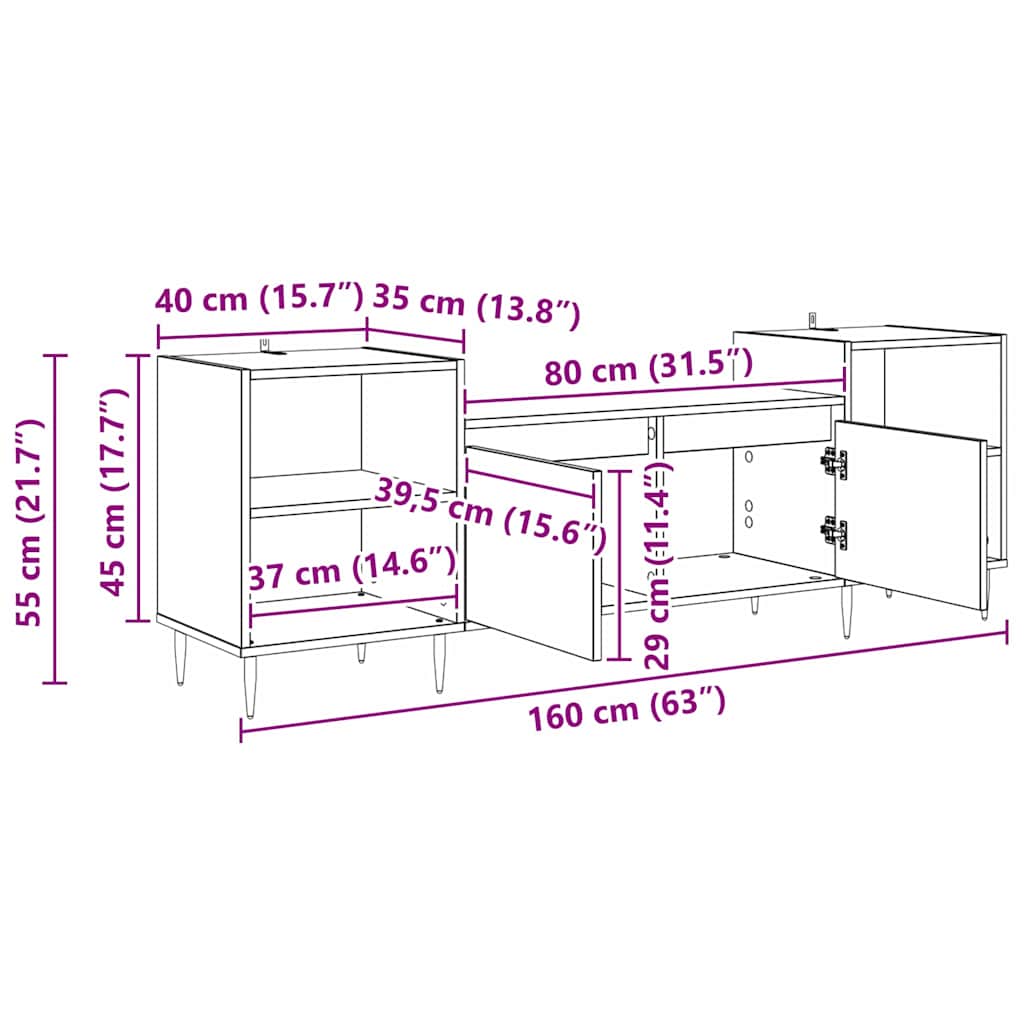 TV Cabinet 160 x 35 x 55 cm Artisan Oak Engineered Wood