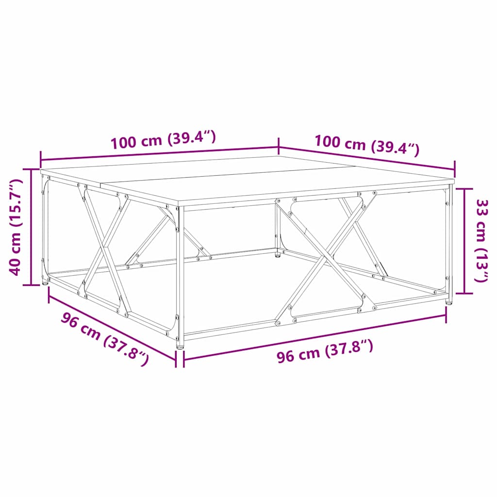 Coffee Table Old Wood 100 x 100 x 40 cm Engineered Wood