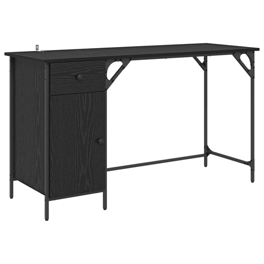 Computer Desk Black Oak 131 x 48 x 75 cm Engineered Wood Computer Desk Black Oak 131 x 48 x 75 cm Engineered Wood