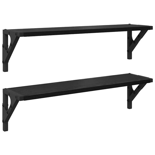 Wall Shelves 2 pcs Black Oak 60 x 15 x 15.5 cm Engineered Wood Wall Shelves 2 pcs Black Oak 60 x 15 x 15.5 cm Engineered Wood