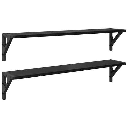 Wall Shelves 2 pcs Black Oak 80 x 15 x 15.5 cm Engineered Wood Wall Shelves 2 pcs Black Oak 80 x 15 x 15.5 cm Engineered Wood