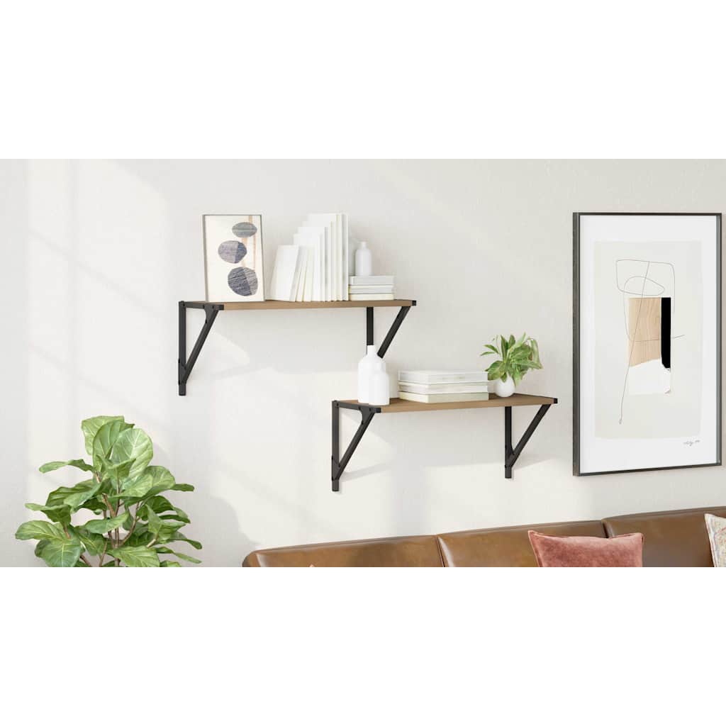 Wall Shelves with Shelf 2 pcs Artisan Oak 60 x 25 x 25.5 cm