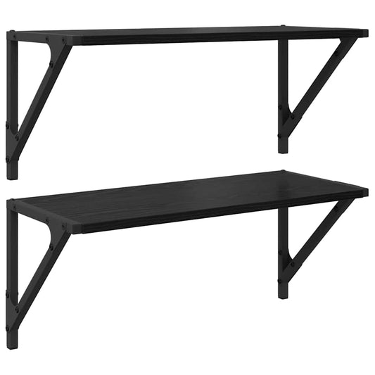 Wall Shelves 2 pcs Black Oak 60 x 25 x 25.5 cm Engineered Wood Wall Shelves 2 pcs Black Oak 60 x 25 x 25.5 cm Engineered Wood