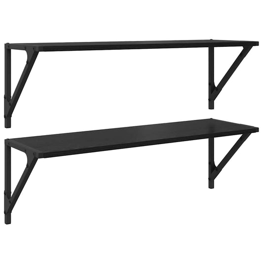 Wall Shelves 2 pcs Black Oak 80 x 25 x 25.5 cm Engineered Wood Wall Shelves 2 pcs Black Oak 80 x 25 x 25.5 cm Engineered Wood