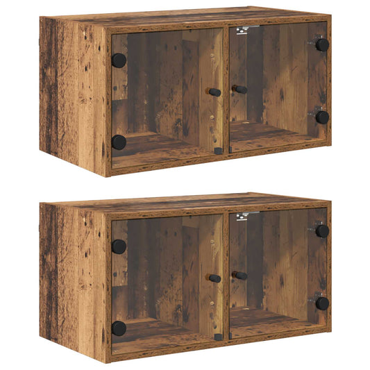 Wall Cabinets 2 pcs 68 x 37 x 35 cm Engineered Wood Old Wood Wall Cabinets 2 pcs 68 x 37 x 35 cm Engineered Wood Old Wood