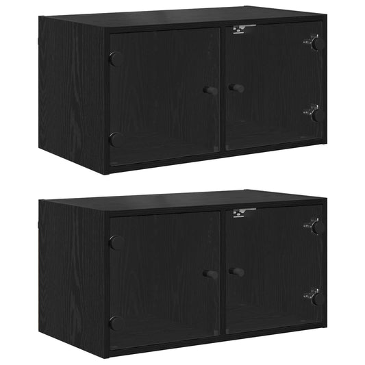 Wall Cabinets 2 pcs 68 x 37 x 35 cm Engineered Wood Black Oak Wall Cabinets 2 pcs 68 x 37 x 35 cm Engineered Wood Black Oak
