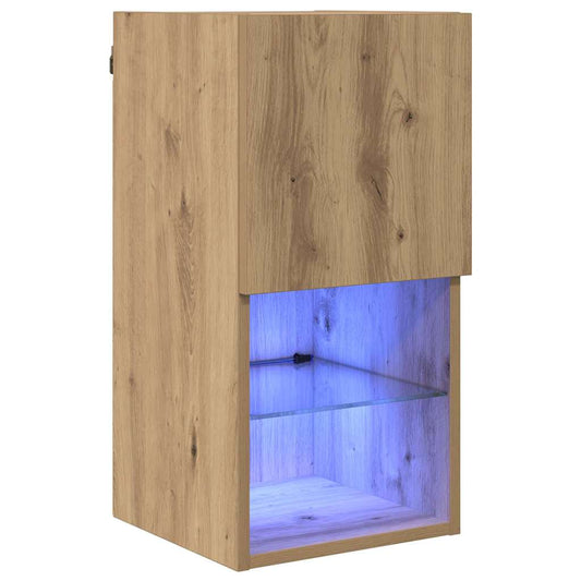 Wall-mounted TV Cabinet with LED Artisan Oak 30.5 x 30 x 60 cm Wall-mounted TV Cabinet with LED Artisan Oak 30.5 x 30 x 60 cm