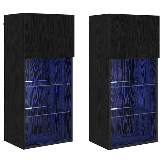 Wall-mounted TV Cabinets 2 pcs Black Oak 40.5 x 30 x 90 cm Wall-mounted TV Cabinets 2 pcs Black Oak 40.5 x 30 x 90 cm
