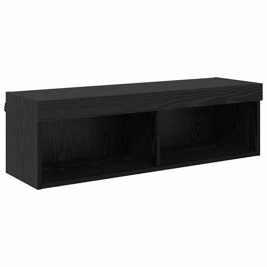 TV Wall Cabinet Black Oak 100 x 30 x 30 cm Engineered Wood TV Wall Cabinet Black Oak 100 x 30 x 30 cm Engineered Wood