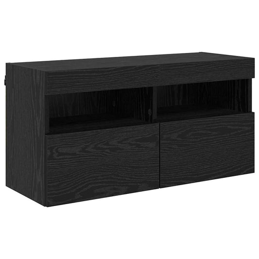 TV Wall Cabinet Black Oak 80 x 30 x 40 cm Engineered Wood TV Wall Cabinet Black Oak 80 x 30 x 40 cm Engineered Wood