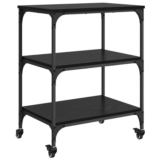 Kitchen Trolley Black Oak 60 x 41 x 76 cm Engineered Wood Kitchen Trolley Black Oak 60 x 41 x 76 cm Engineered Wood