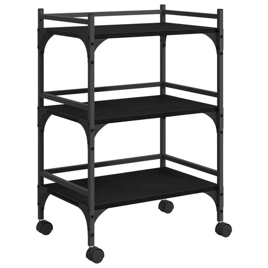 Kitchen Trolley Black Oak 50 x 35 x 75.5 cm Engineered Wood Kitchen Trolley Black Oak 50 x 35 x 75.5 cm Engineered Wood