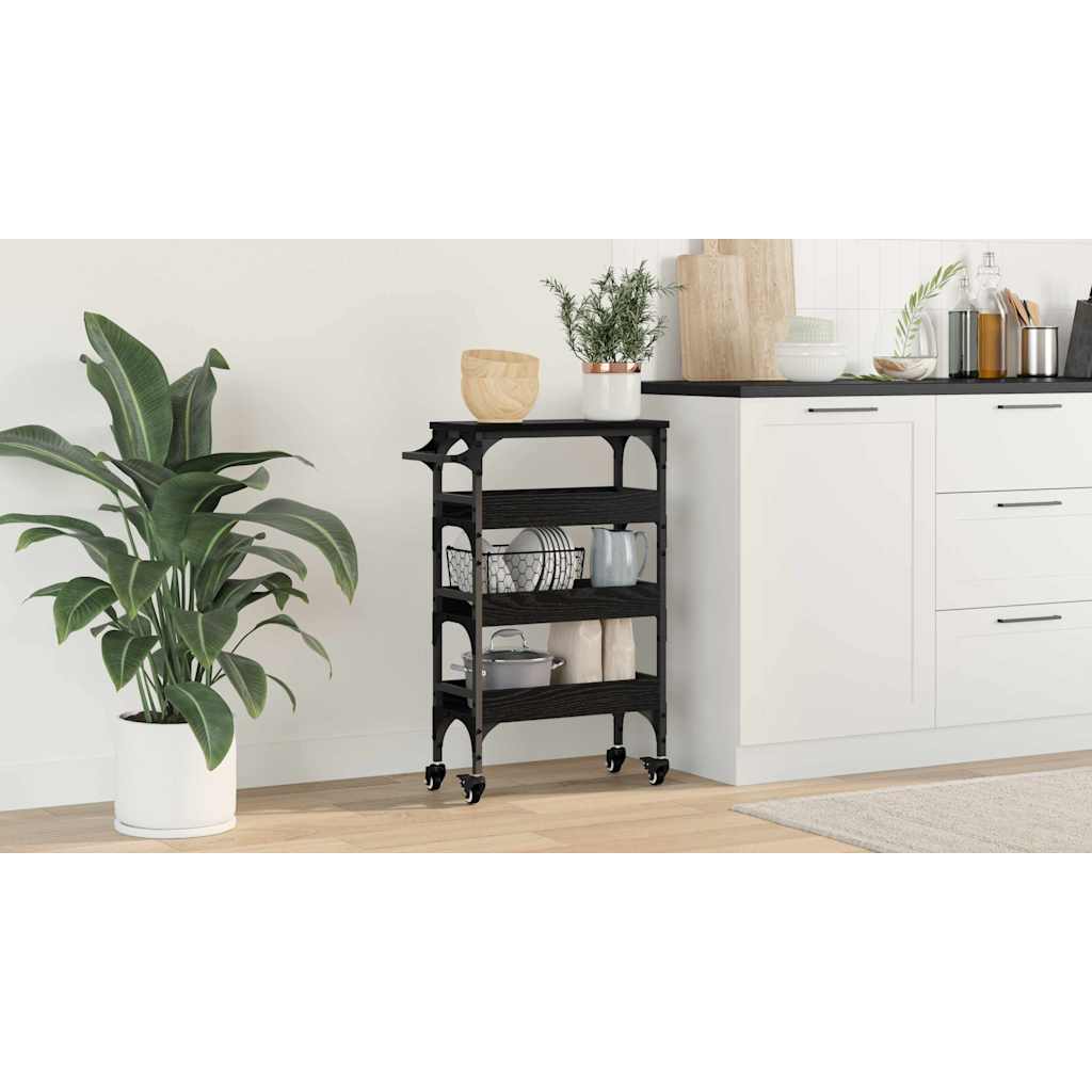 Kitchen Trolley Black Oak 53 x 20 x 76 cm Engineered Wood