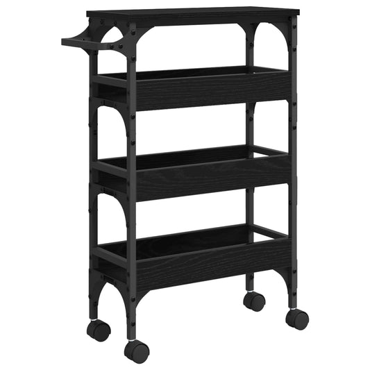 Kitchen Trolley Black Oak 53 x 20 x 76 cm Engineered Wood Kitchen Trolley Black Oak 53 x 20 x 76 cm Engineered Wood