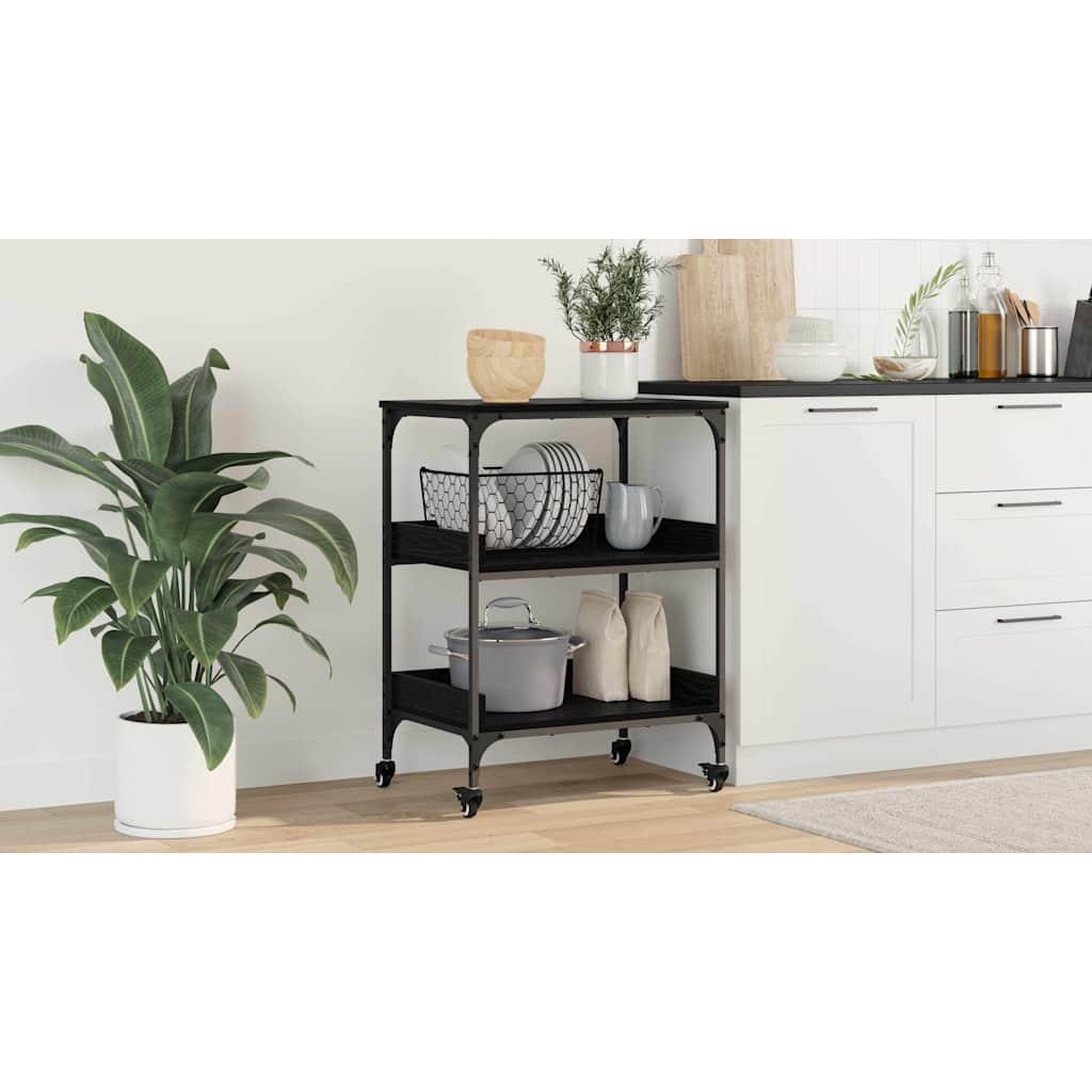Kitchen Trolley Black Oak 60 x 41 x 80.5 cm Engineered Wood