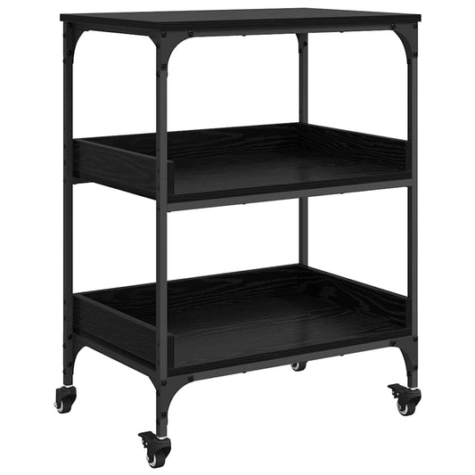 Kitchen Trolley Black Oak 60 x 41 x 80.5 cm Engineered Wood Kitchen Trolley Black Oak 60 x 41 x 80.5 cm Engineered Wood