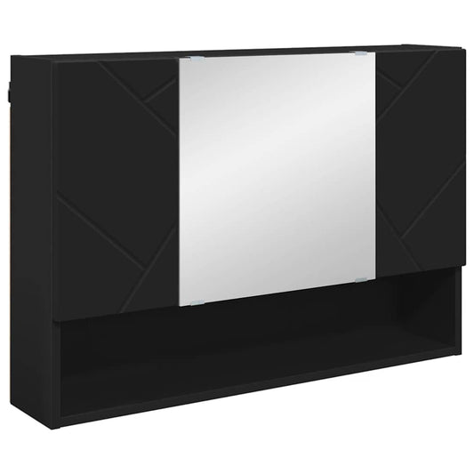Mirror Cabinet with Door Black 80 x 17 x 55 cm Engineered Wood Mirror Cabinet with Door Black 80 x 17 x 55 cm Engineered Wood