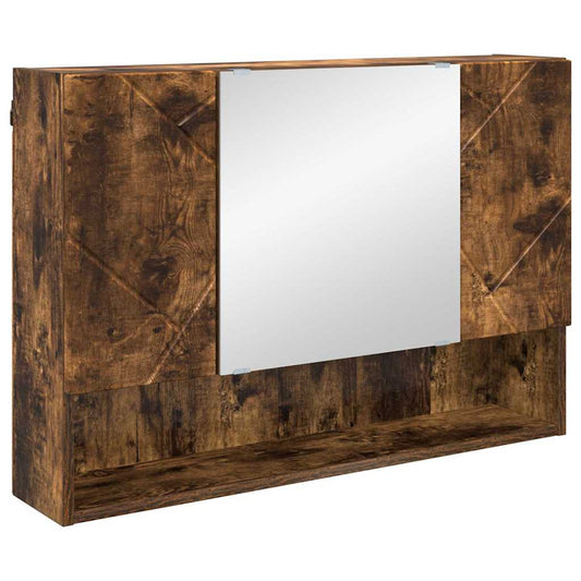 Mirror Cabinet Smoked Oak 80 x 17 x 55 cm Engineered Wood Mirror Cabinet Smoked Oak 80 x 17 x 55 cm Engineered Wood