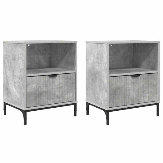 Bedside Cabinet 2 pcs Concrete grey 49 x 36 x 61 cm Bedside Cabinet 2 pcs Concrete grey 49 x 36 x 61 cm