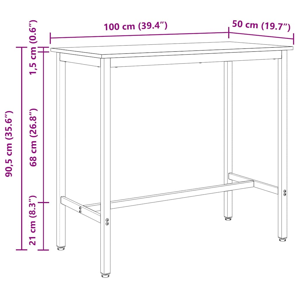 Table Old Wood 100 x 50 x 90.5 cm Engineered Wood and Steel