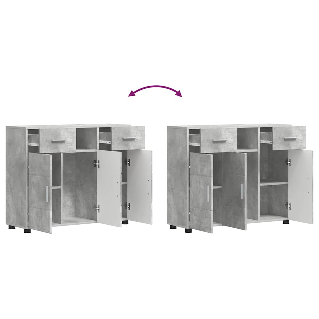 Wooden Cabinet with Drawer Concrete Grey 88.5 x 30.5 x 73 cm