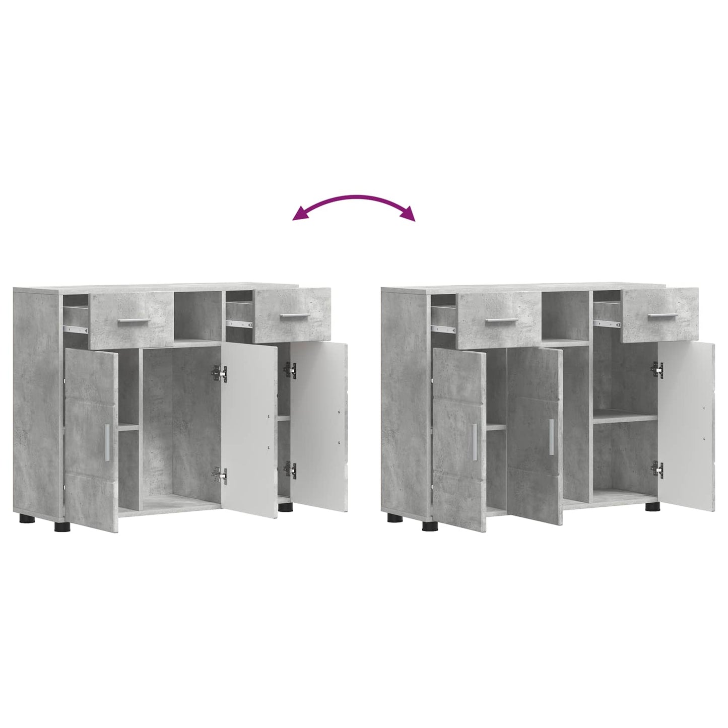 Wooden Cabinet with Drawer Concrete Grey 88.5 x 30.5 x 73 cm