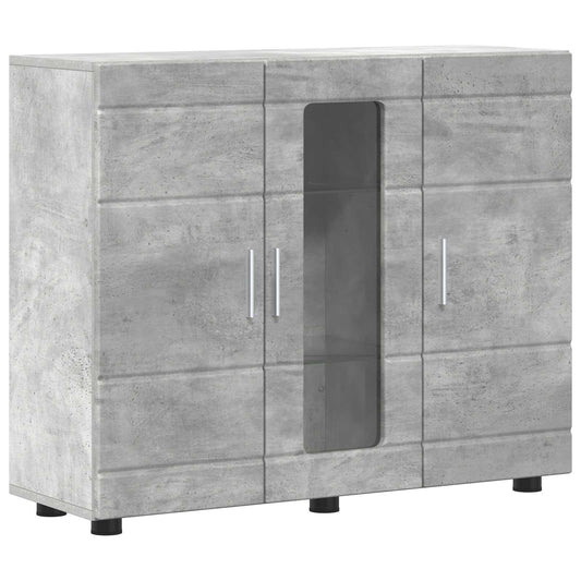 Wooden Cabinet with Storage Concrete Grey 88.5 x 30.5 x 73 cm Wooden Cabinet with Storage Concrete Grey 88.5 x 30.5 x 73 cm