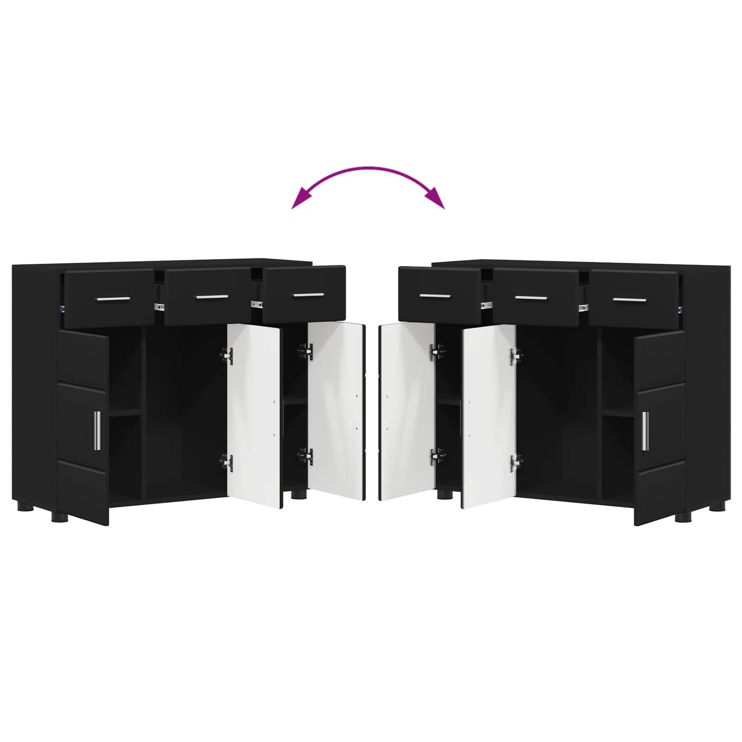 Sideboard FLORIN Black 88.5 x 30.5 x 73 cm Engineered Wood