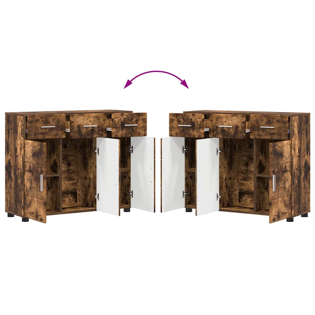 Sideboard FLORIN Smoked Oak 88.5 x 30.5 x 73 cm Engineered Wood