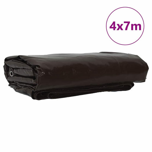 Tarpaulin 650g / m² Brown 4 x 7 m Canvas with PVC Coating Tarpaulin 650g / m² Brown 4 x 7 m Canvas with PVC Coating