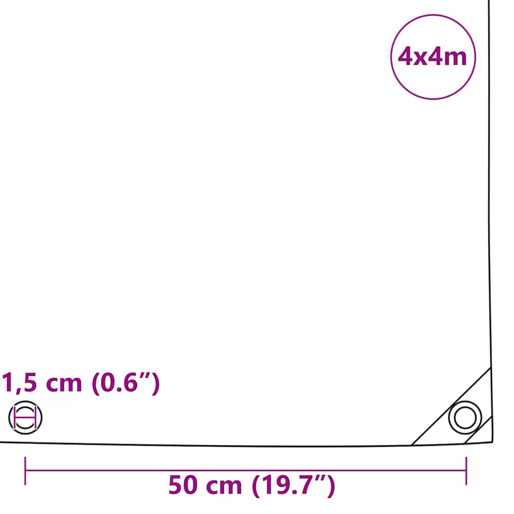 Tarpaulin 650g / m² Beige 4 x 4 m Canvas with PVC Coating
