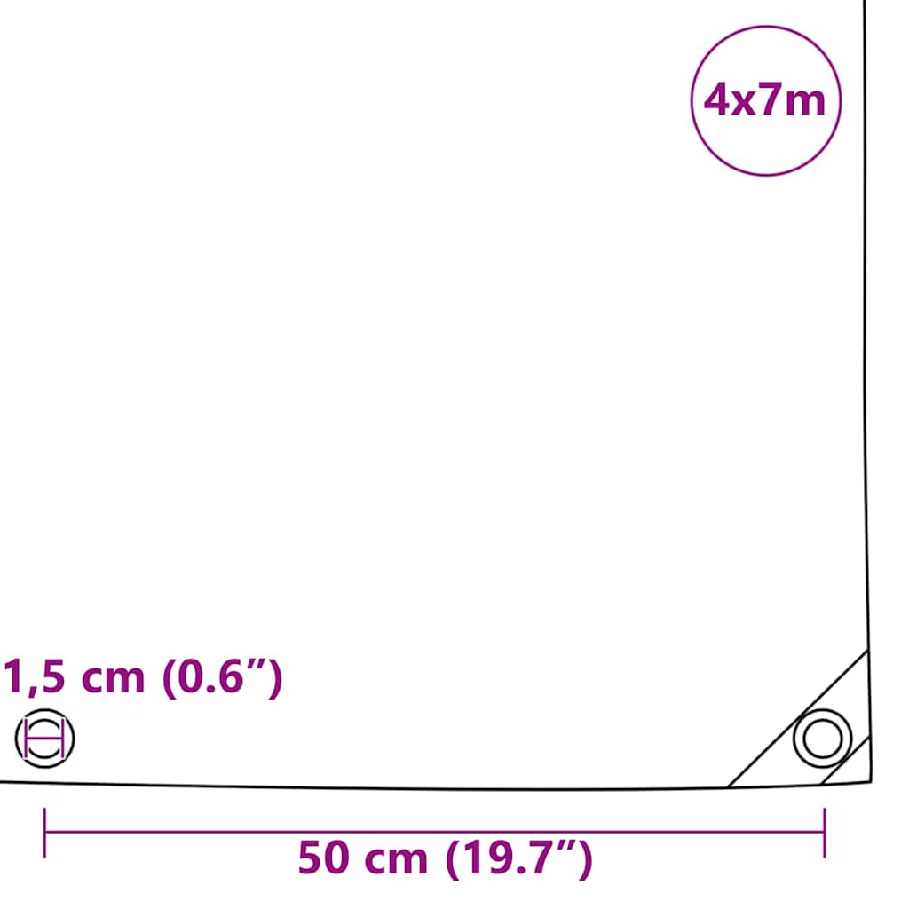 Tarpaulin 650g / m² Beige 4 x 7 m Canvas with PVC Coating
