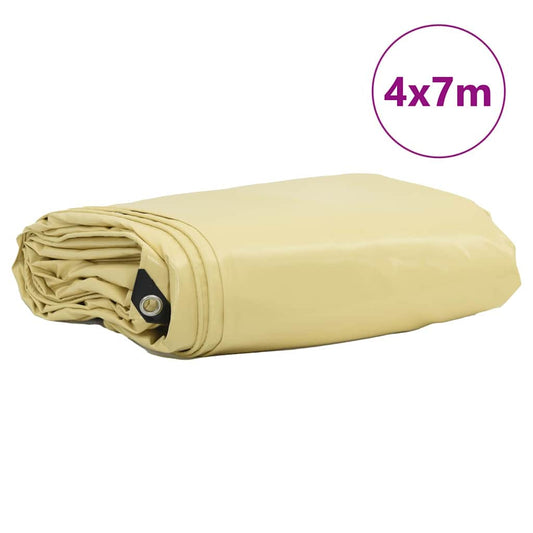 Tarpaulin 650g / m² Beige 4 x 7 m Canvas with PVC Coating Tarpaulin 650g / m² Beige 4 x 7 m Canvas with PVC Coating