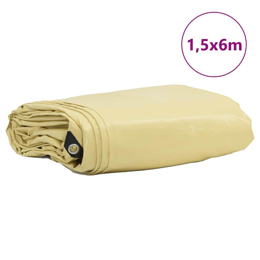 Tarpaulin 650g / m² Beige 1.5 x 6 m Canvas with PVC Coating Tarpaulin 650g / m² Beige 1.5 x 6 m Canvas with PVC Coating