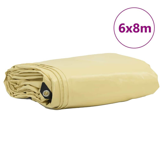 Tarpaulin 650g / m² Beige 6 x 8 m Canvas with PVC Coating Tarpaulin 650g / m² Beige 6 x 8 m Canvas with PVC Coating