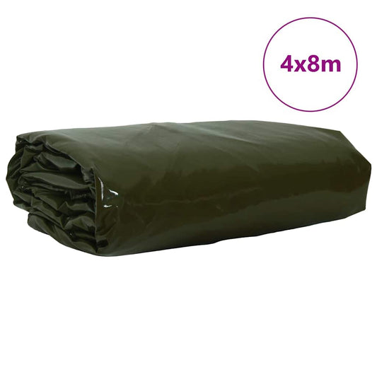 Tarpaulin 650g / m² Olive Green 4 x 8 m Canvas with PVC Coating Tarpaulin 650g / m² Olive Green 4 x 8 m Canvas with PVC Coating