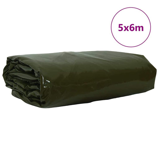 Tarpaulin 650g / m² Olive Green 5 x 6 m Canvas with PVC Coating Tarpaulin 650g / m² Olive Green 5 x 6 m Canvas with PVC Coating