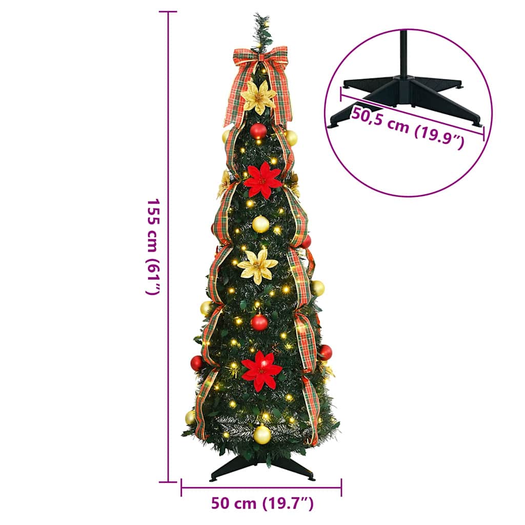 Artificial Christmas Tree with 100 LEDs Green 155 cm PVC