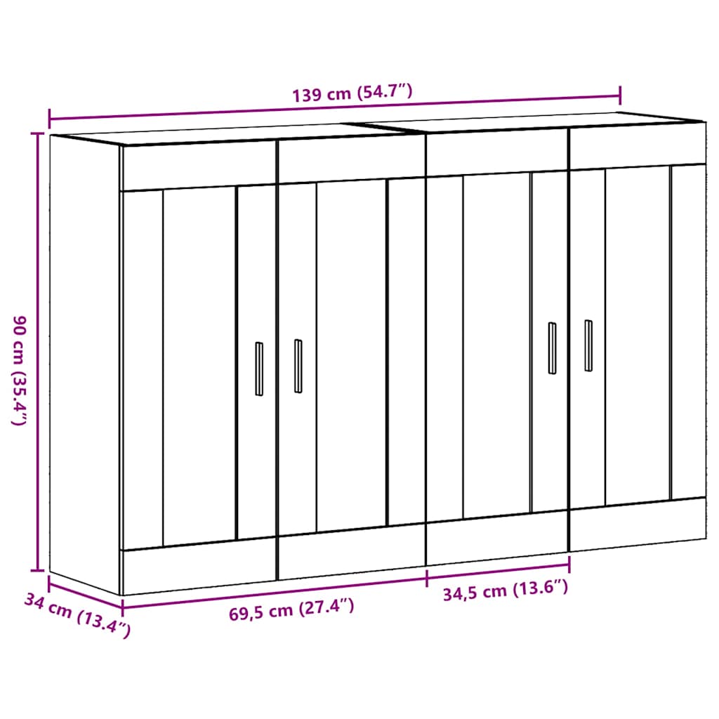 Wall Mounted Cabinets 2 pcs Artisan oak 69.5 x 34 x 90 cm