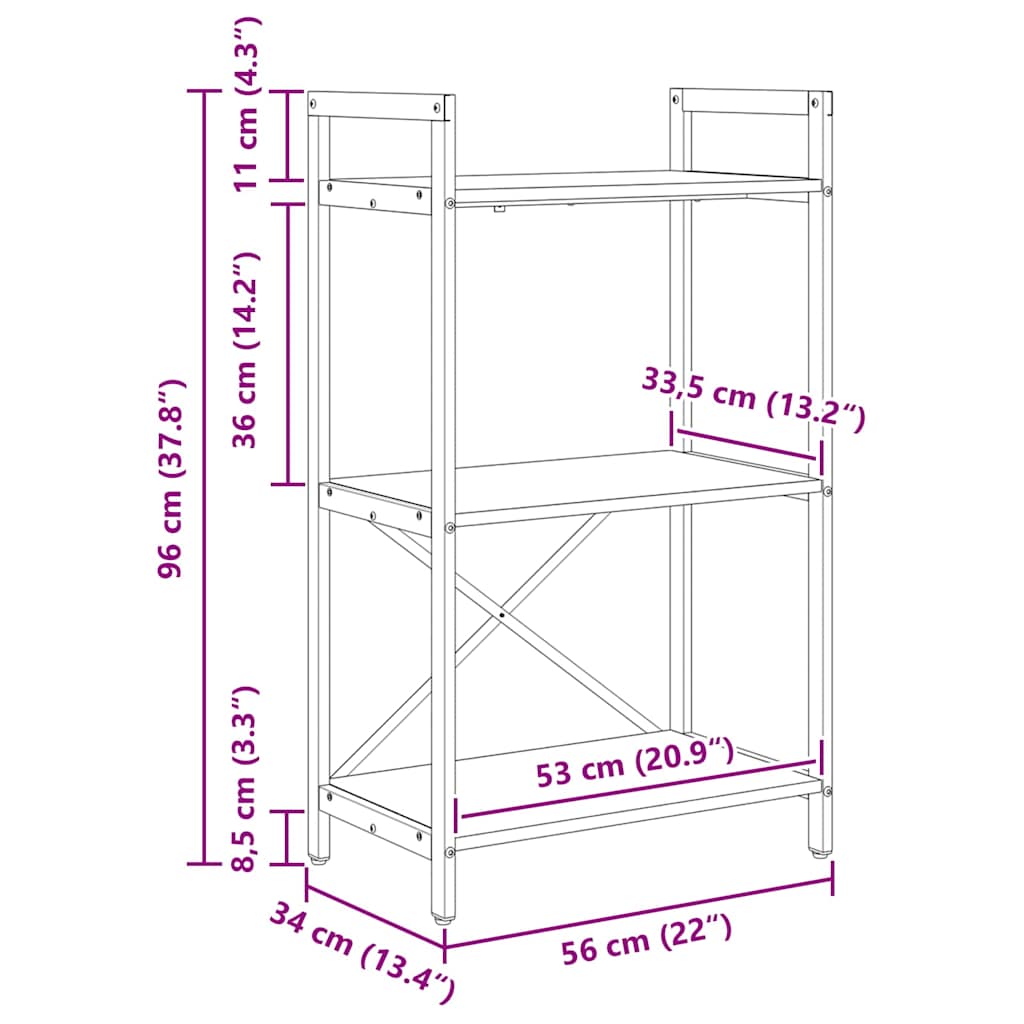 Bookshelf Old Wood 56 x 34 x 96 cm Engineered Wood