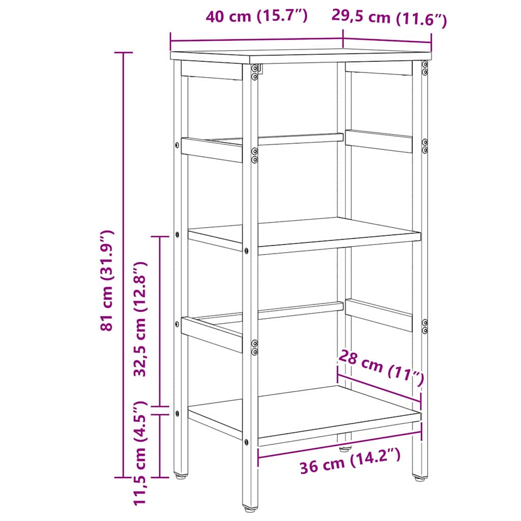 Bookshelf 2-Tier 40 x 29.5 x 81 cm Engineered Wood Black Oak