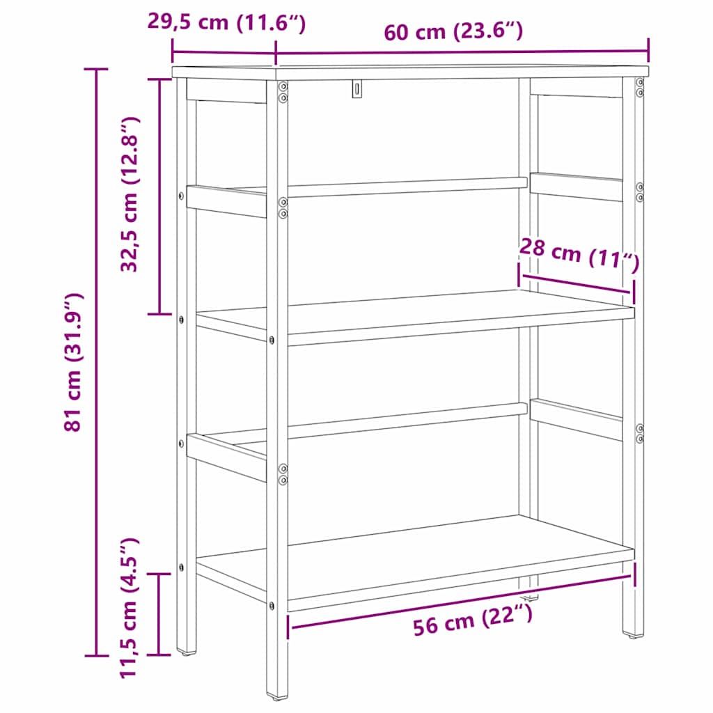 Bookshelf Smoked Oak 60 x 29.5 x 81 cm Engineered Wood