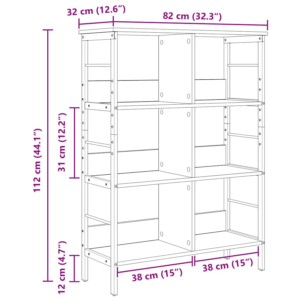 Bookshelf 6-Tier 82 x 32 x 112 cm Engineered Wood Sonoma Oak