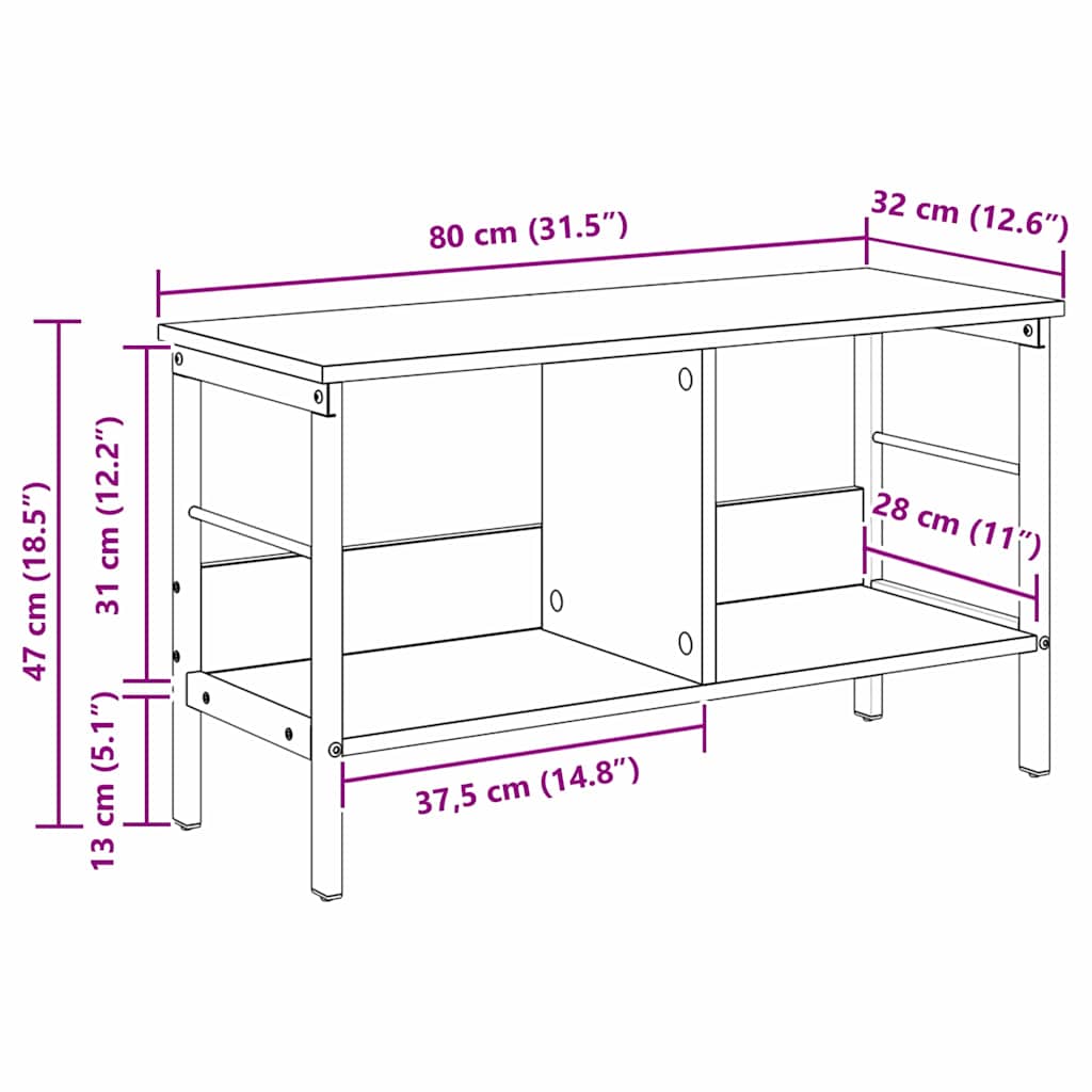 Bookshelf 2-Tier 82 x 32 x 47 cm Engineered Wood Grey Sonoma