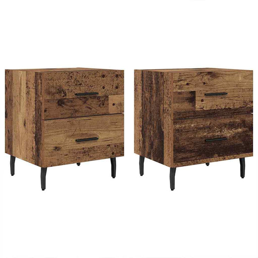Bedside Cabinet with Drawer 2 pcs Old Wood 40 x 35 x 47.5 cm Bedside Cabinet with Drawer 2 pcs Old Wood 40 x 35 x 47.5 cm