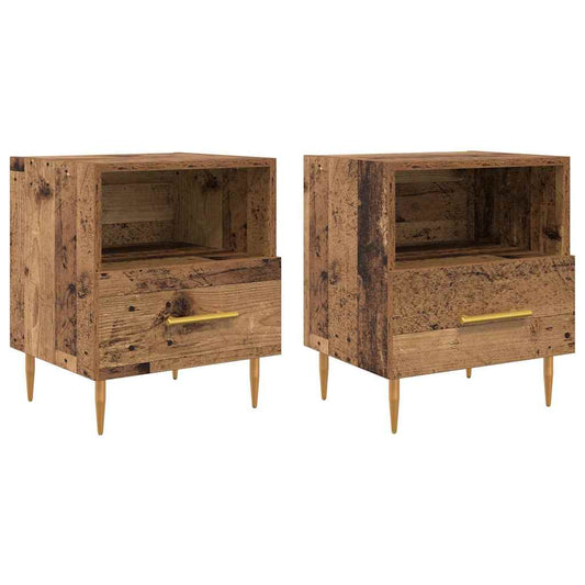 Bedside Table 2 pcs Old Wood 40 x 35 x 47.5 cm Engineered Wood Bedside Table 2 pcs Old Wood 40 x 35 x 47.5 cm Engineered Wood