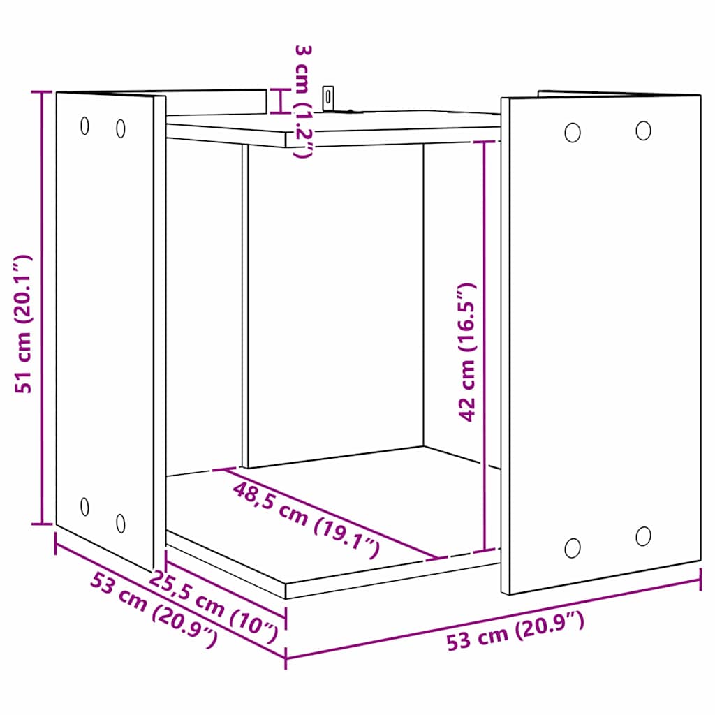 Cat Litter Box Enclosure Black oak 53 x 53 x 51 cm