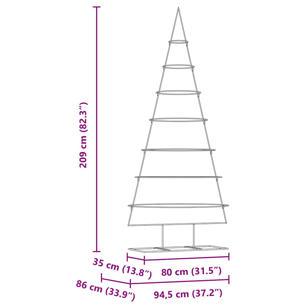 Metal Christmas Tree with Stand Gold 209 cm Powder-coated steel