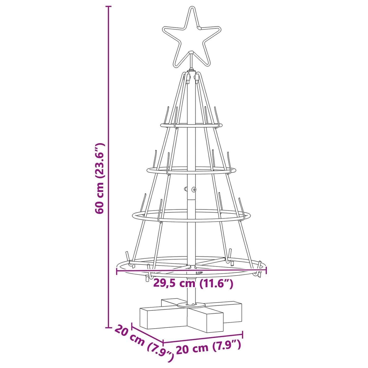 Christmas Cone Tree with Stand Black 60 cm Steel