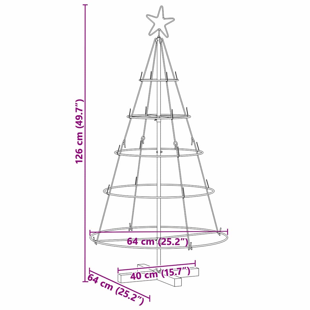 Christmas Cone Tree with Stand Black 125 cm Steel